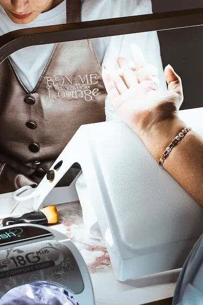 Close-up of manicure work at Bon Me Lounge